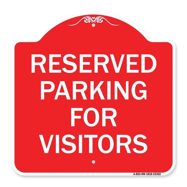 Parking Space Reserved Parking Reserved for Visitors, Red & White Architectural, A-DES-RW-1818-23352